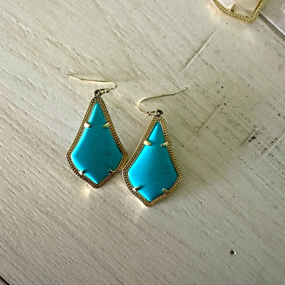 Kendra Scott Turquoise Teardrop Gold-Trim Earrings